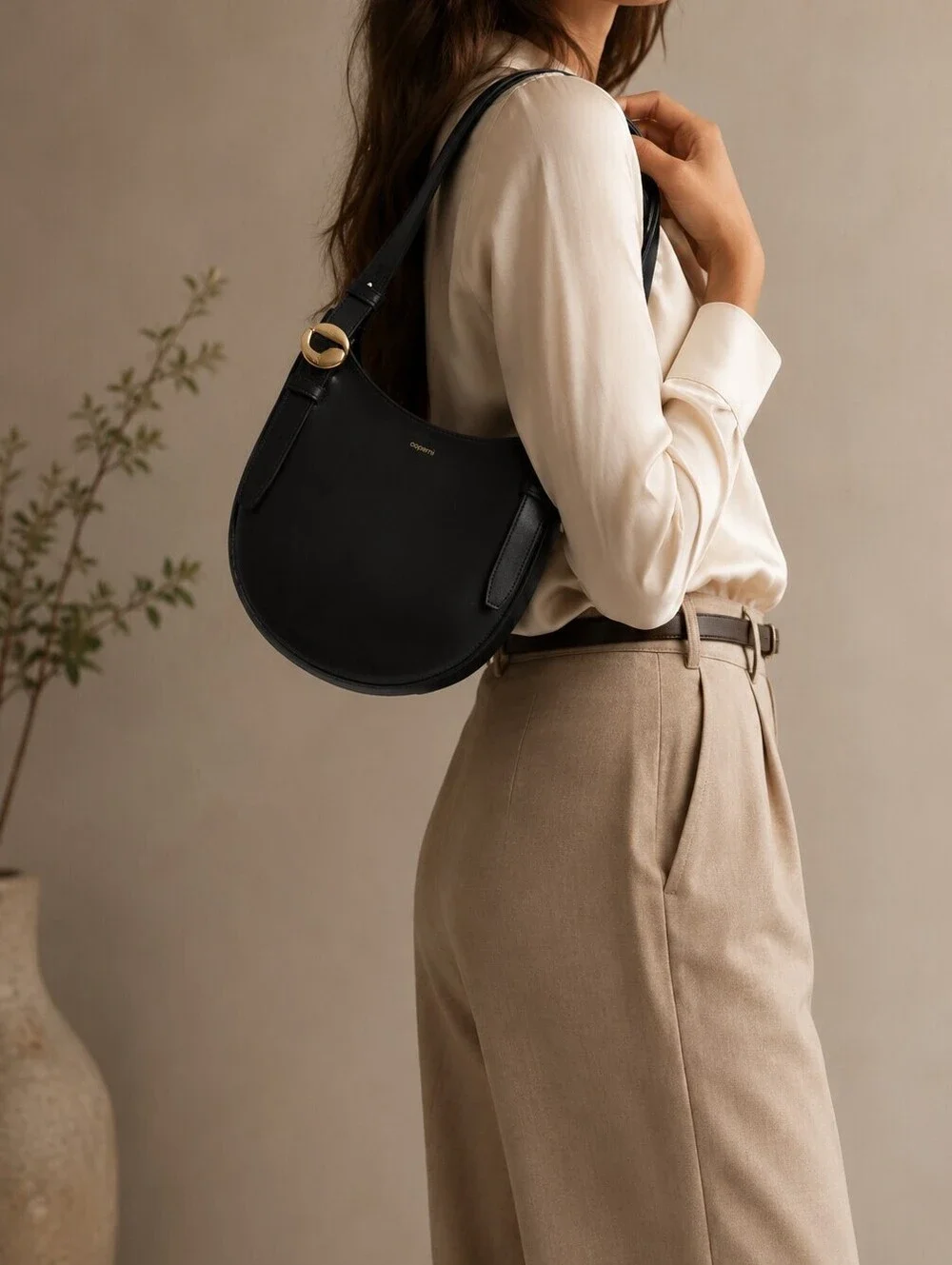 Coperni Mini Belt Strap Leather Hobo Bag Black Shoulder Bag NWT
